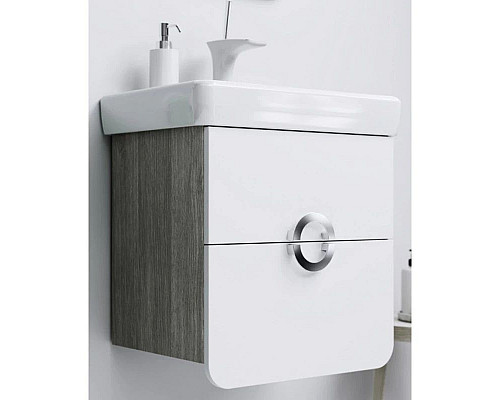 Приобрести Тумба с раковиной белый матовый/дуб седой 55 см Aqwella Alicante Alic.01.05/Gray + 30969 в магазине сантехники Santeh-Crystal.ru