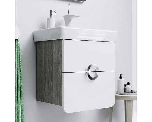 Приобрести Тумба с раковиной белый матовый/дуб седой 55 см Aqwella Alicante Alic.01.05/Gray + 30969 в магазине сантехники Santeh-Crystal.ru