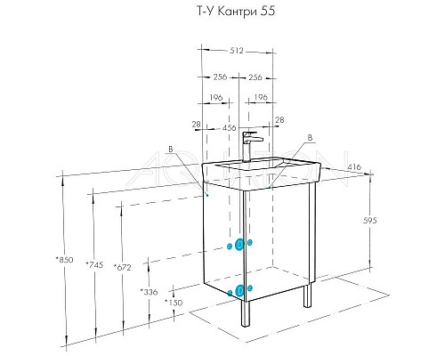Купить Комплект мебели дуб верона/белый глянец 55 см Акватон Кантри 1A257601AHB20 + 1WH302185 + 1A257702AHB20 в магазине сантехники Santeh-Crystal.ru