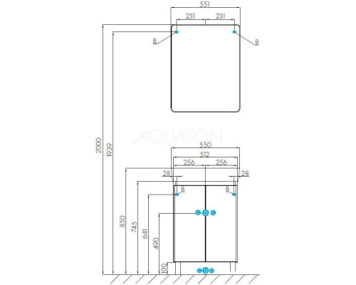 Приобрести Тумба с раковиной белый глянец/серый кашемир 50 см Акватон Скай 1A2380K1SY010 в магазине сантехники Santeh-Crystal.ru