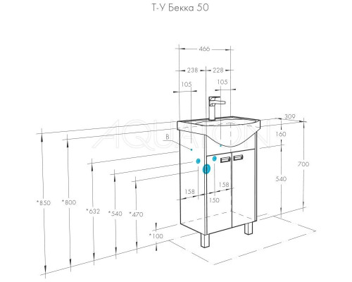 Приобрести Комплект мебели белый глянец/дуб сомерсет 50,5 см Акватон Бекка 1A210801BAC20 + 1WH207781 + 1A214502BAC20 в магазине сантехники Santeh-Crystal.ru