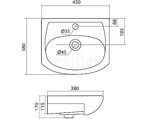 Заказать Тумба с раковиной белый глянец 45 см Акватон Колибри 1A0652K1KO01L в магазине сантехники Santeh-Crystal.ru