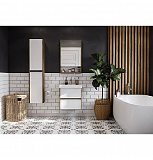 Комплект мебели белый глянец/дуб рустикальный 55 см Акватон Сканди 1A251701SDZ90 + 1WH501620 + 1A252102SDZ90