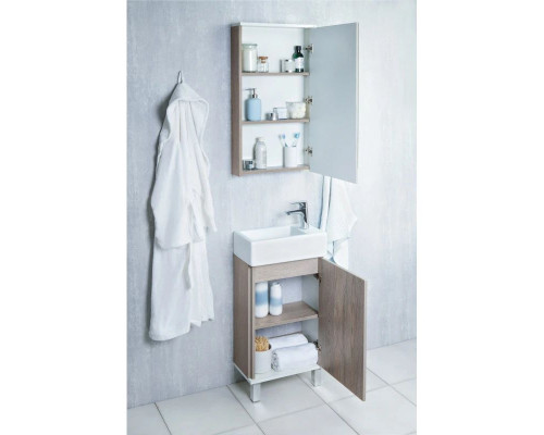 Заказать Комплект мебели белый глянец/дуб навара 46 см Акватон Эмма 1A221601EAD80 + 1WH301972 + 1A221802EAD80 в магазине сантехники Santeh-Crystal.ru