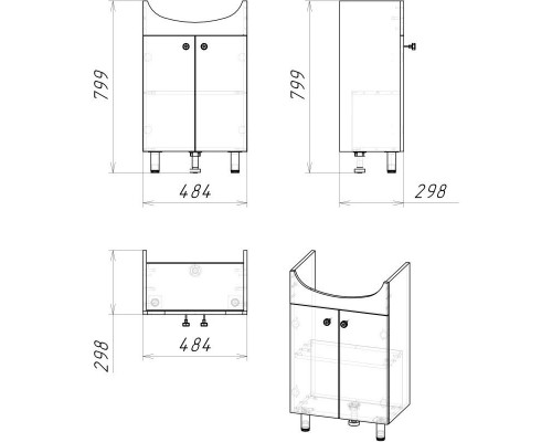 Купить Тумба с раковиной белый глянец 51 см Grossman Крит-Эко 105005 + 659 в магазине сантехники Santeh-Crystal.ru