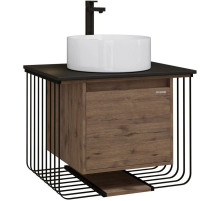 Тумба с раковиной дуб веллингтон/черный матовый 70 см Grossman Винтаж 107007 + GR-3013