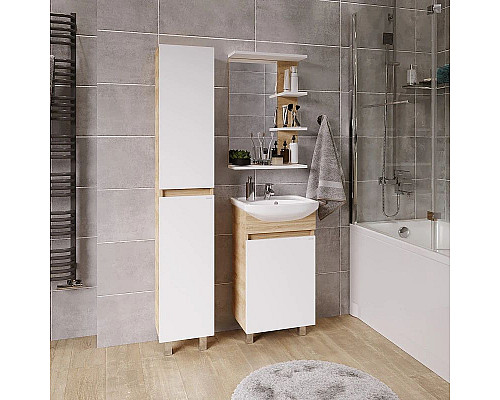 Купить Тумба с раковиной дуб сонома/белый глянец 51 см Grossman Поло 105004 + 659 в магазине сантехники Santeh-Crystal.ru