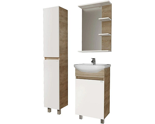 Приобрести Тумба с раковиной дуб сонома/белый глянец 46 см Grossman Поло 104501 + 306 в магазине сантехники Santeh-Crystal.ru