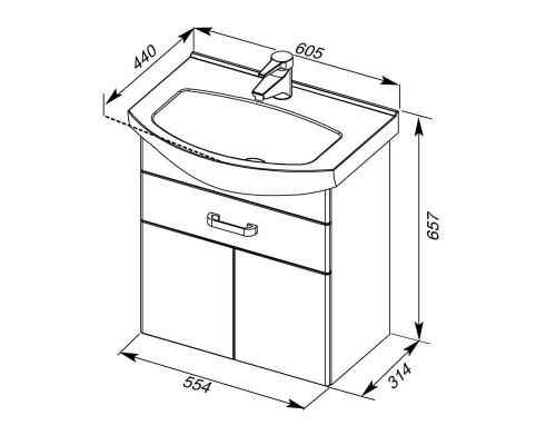 Купить Тумба белый 55,4 см Aquanet Ирис 00198381 в магазине сантехники Santeh-Crystal.ru