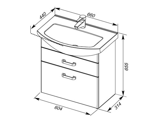 Заказать Тумба белый 60,4 см Aquanet Ирис 00198383 в магазине сантехники Santeh-Crystal.ru