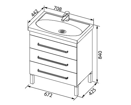 Купить Тумба черный 67,2 см Aquanet Сиена 00189224 в магазине сантехники Santeh-Crystal.ru