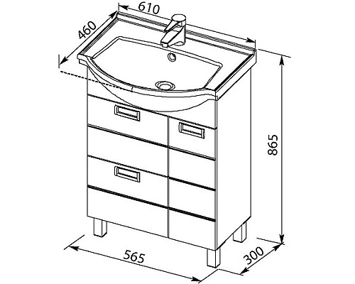 Приобрести Тумба белый 56,5 см Aquanet Сити 00172683 в магазине сантехники Santeh-Crystal.ru