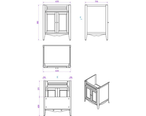 Купить Тумба с раковиной белый 68 см Tiffany World Veronica Nuova VER2068B+AR824BIx1KOMPLEKT в магазине сантехники Santeh-Crystal.ru