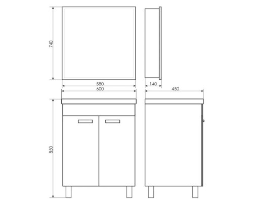 Заказать Тумба с раковиной белый глянец 60 см Comforty Чезана 00003120091 в магазине сантехники Santeh-Crystal.ru