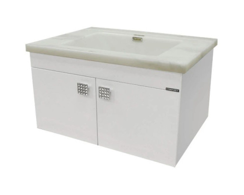 Приобрести Тумба с раковиной белый глянец 74 см Comforty Аликанте 00003132620 в магазине сантехники Santeh-Crystal.ru