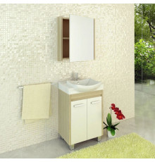 Тумба с раковиной белый глянец/сосна лоредо 60 см Comforty Киото 00003123805