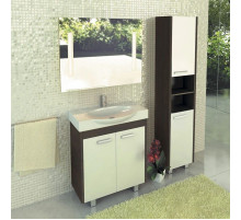 Тумба с раковиной белый глянец/венге темный 76,5 см Comforty Лион 00004135008