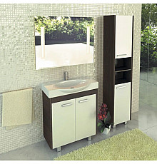 Тумба с раковиной белый глянец/венге темный 76,5 см Comforty Лион 00004135008