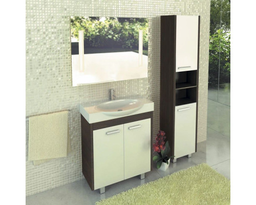 Купить Тумба с раковиной белый глянец/венге темный 76,5 см Comforty Лион 00004135008 в магазине сантехники Santeh-Crystal.ru