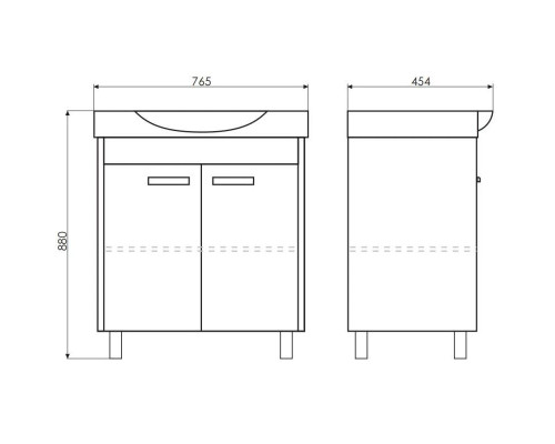 Купить Тумба с раковиной белый глянец/венге темный 76,5 см Comforty Лион 00004135008 в магазине сантехники Santeh-Crystal.ru