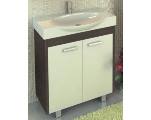 Купить Тумба с раковиной белый глянец/венге темный 76,5 см Comforty Лион 00004135008 в магазине сантехники Santeh-Crystal.ru