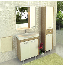 Тумба с раковиной белый глянец/сосна лоредо 76,5 см Comforty Лион 00003125547