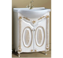 Тумба с раковиной белый жемчуг золотая патина 66,5 см Atoll Наполеон