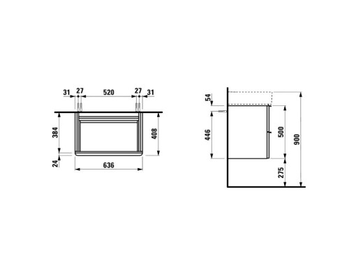 Приобрести Тумба темный вяз 63,6 см Laufen Space 4.1016.2.160.103.1 в магазине сантехники Santeh-Crystal.ru