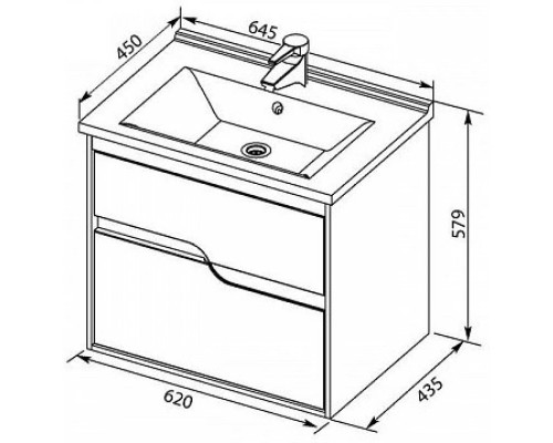 Заказать Тумба белый глянец 62 см Aquanet Модена 00198485 в магазине сантехники Santeh-Crystal.ru