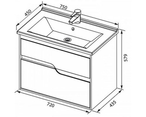 Заказать Тумба белый глянец 72 см Aquanet Модена 00198486 в магазине сантехники Santeh-Crystal.ru