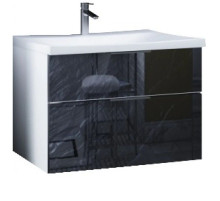 Тумба с раковиной черный дикий камень/белый глянец 74,9 см Marka One Idalgo У72786