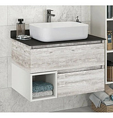 Тумба с раковиной дуб белый/белый 75 см Comforty Прага 00004144201