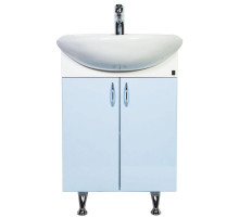 Тумба с раковиной белый глянец/голубой глянец 57 см Orange Кларис Kl-55TUB+RA