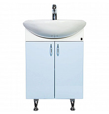 Тумба с раковиной белый глянец/голубой глянец 57 см Orange Кларис Kl-55TUB+RA