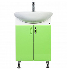 Тумба с раковиной белый глянец/салатовый глянец 57 см Orange Кларис Kl-55TUL+RA