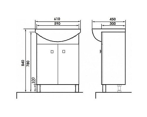 Купить Тумба с раковиной белый глянец 61 см Orange Рио Ri-60TU+RA в магазине сантехники Santeh-Crystal.ru