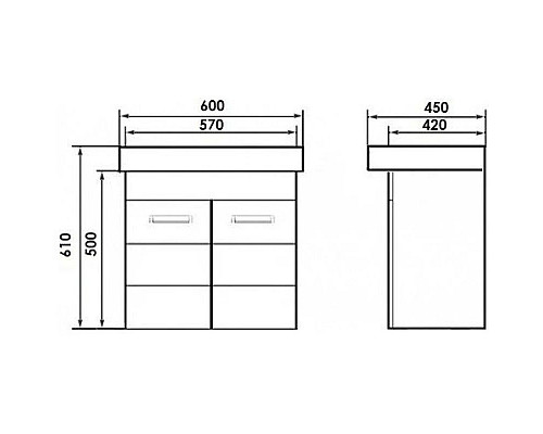 Заказать Тумба с раковиной венге 60 см Orange Таис TP2-TUV+RA в магазине сантехники Santeh-Crystal.ru