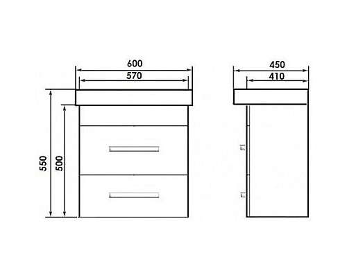Купить Тумба с раковиной дуб 60 см Orange Бриз Br-60TUD+RA в магазине сантехники Santeh-Crystal.ru