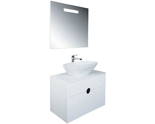 Приобрести Тумба с раковиной белый глянец 75 см Orange Moon Mo-75TU+RA в магазине сантехники Santeh-Crystal.ru