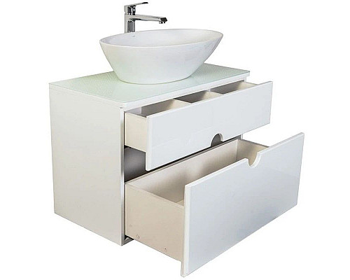 Приобрести Тумба с раковиной белый глянец 75 см Orange Moon Mo-75TU+RA в магазине сантехники Santeh-Crystal.ru