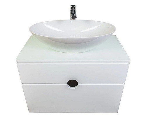 Приобрести Тумба с раковиной белый глянец 75 см Orange Moon Mo-75TU+RA в магазине сантехники Santeh-Crystal.ru