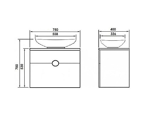 Приобрести Тумба с раковиной белый глянец 75 см Orange Moon Mo-75TU+RA в магазине сантехники Santeh-Crystal.ru
