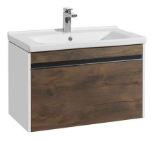 Тумба с раковиной белый глянец/таксония темная 80 см Акватон Капри 1A2302K1KPDB0