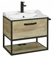 Тумба дуб эндгрейн/черный 64,2 см Акватон Лофт Фабрик 1A242301LTDU0