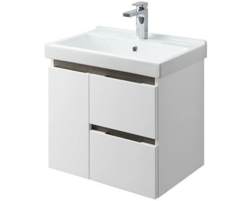 Приобрести Тумба с раковиной белый глянец/грецкий орех 60 см Акватон Рене 1A2585K0NRC80 в магазине сантехники Santeh-Crystal.ru