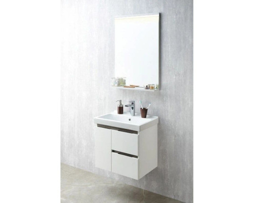 Приобрести Тумба с раковиной белый глянец/грецкий орех 60 см Акватон Рене 1A2585K0NRC80 в магазине сантехники Santeh-Crystal.ru