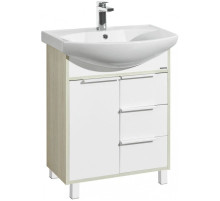 Тумба с раковиной белый глянец/ясень фабрик 65 см Акватон Рико 1A2133K1RIB90