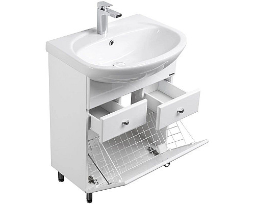 Купить Тумба белый глянец 61 см с бельевой корзиной Акватон Норма 1A054901NO010 в магазине сантехники Santeh-Crystal.ru