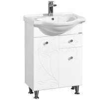 Тумба с раковиной белый глянец 60,5 см с бельевой корзиной Акватон Лиана 1A1629K0LL010