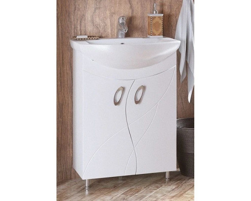 Заказать Тумба с раковиной белый глянец 60 см Corozo Наина SETSD-00000320/SD-00000383 в магазине сантехники Santeh-Crystal.ru